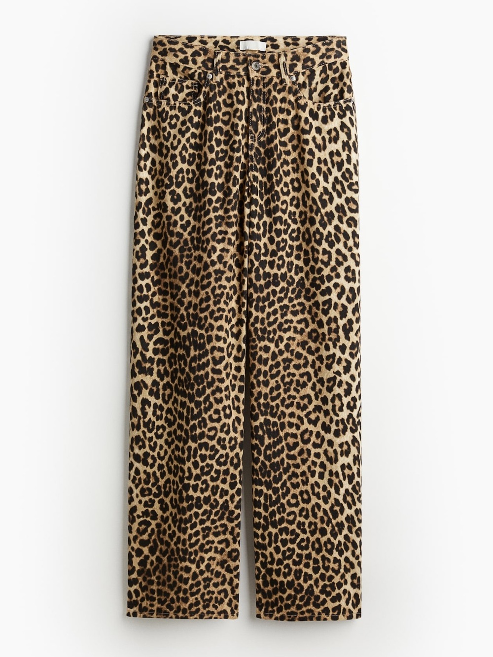 H&M Leopard Print Wide Cut Jeans, Size 4